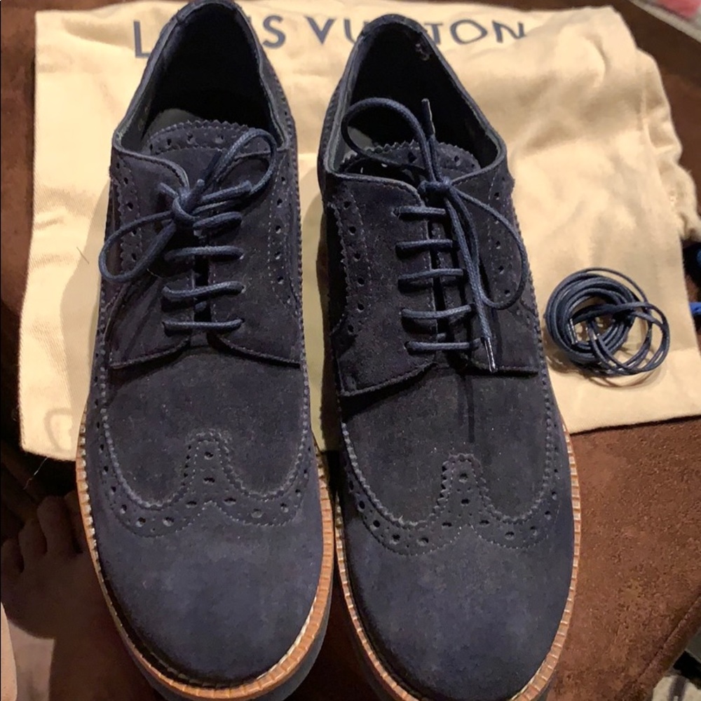 Louis Vuitton Navy Suede Brogues